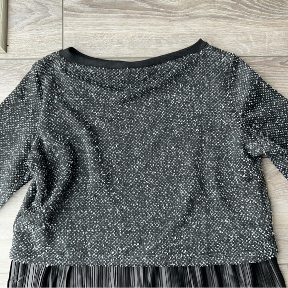 Just Living Long Sleeve Mixed  Media Pleated Satin Dress - Picture 13 of 14